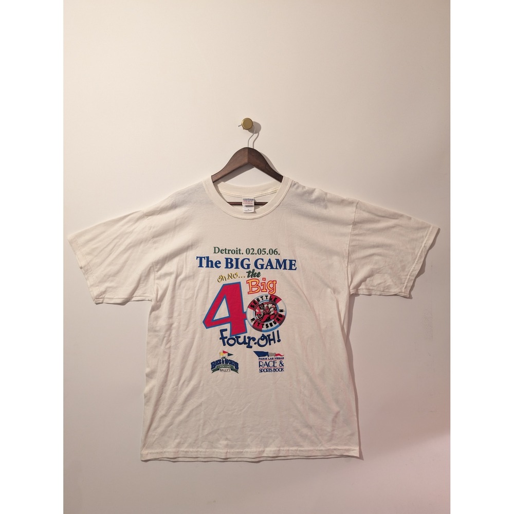 Gildan T-Shirt Mens XL White Good Super Bowl XL 40 Detroit 2006 Football Vintage